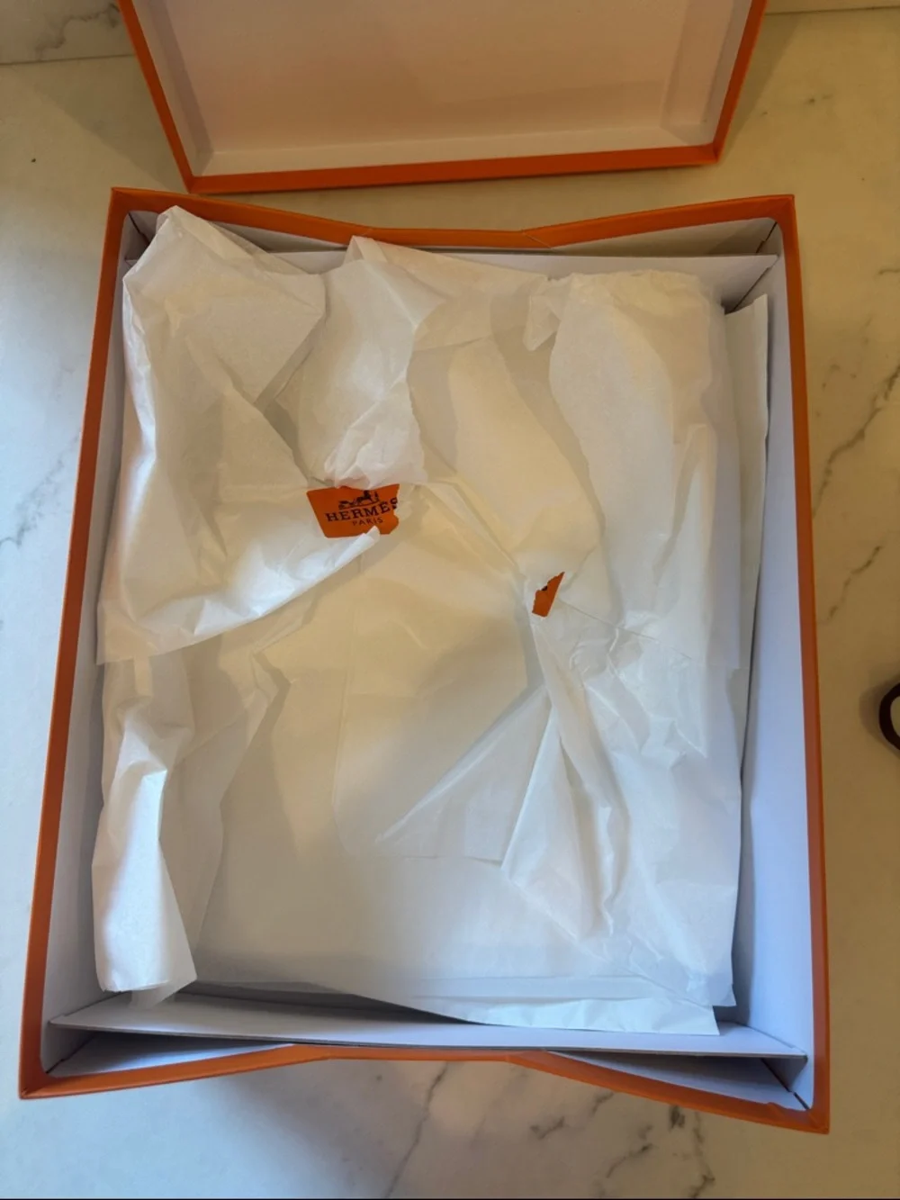Hermès Orange Gift Box with Black Ribbon 11.5x14x4.5